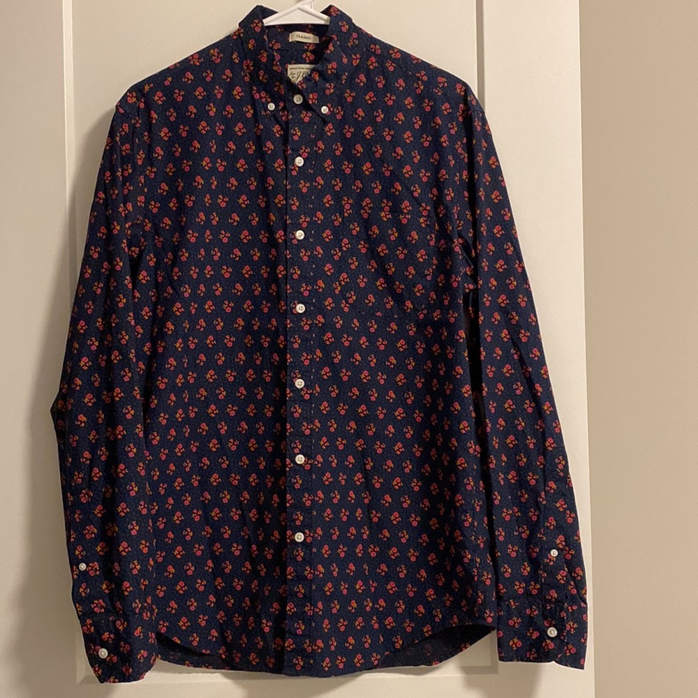 J.Crew navy floral dress shirt